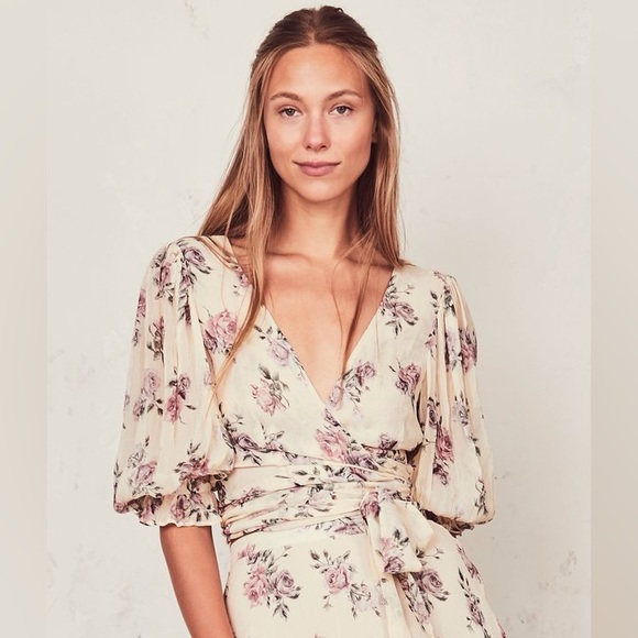 LoveShackFancy Tops - LoveShackFancy Domino Silk Top in Dream